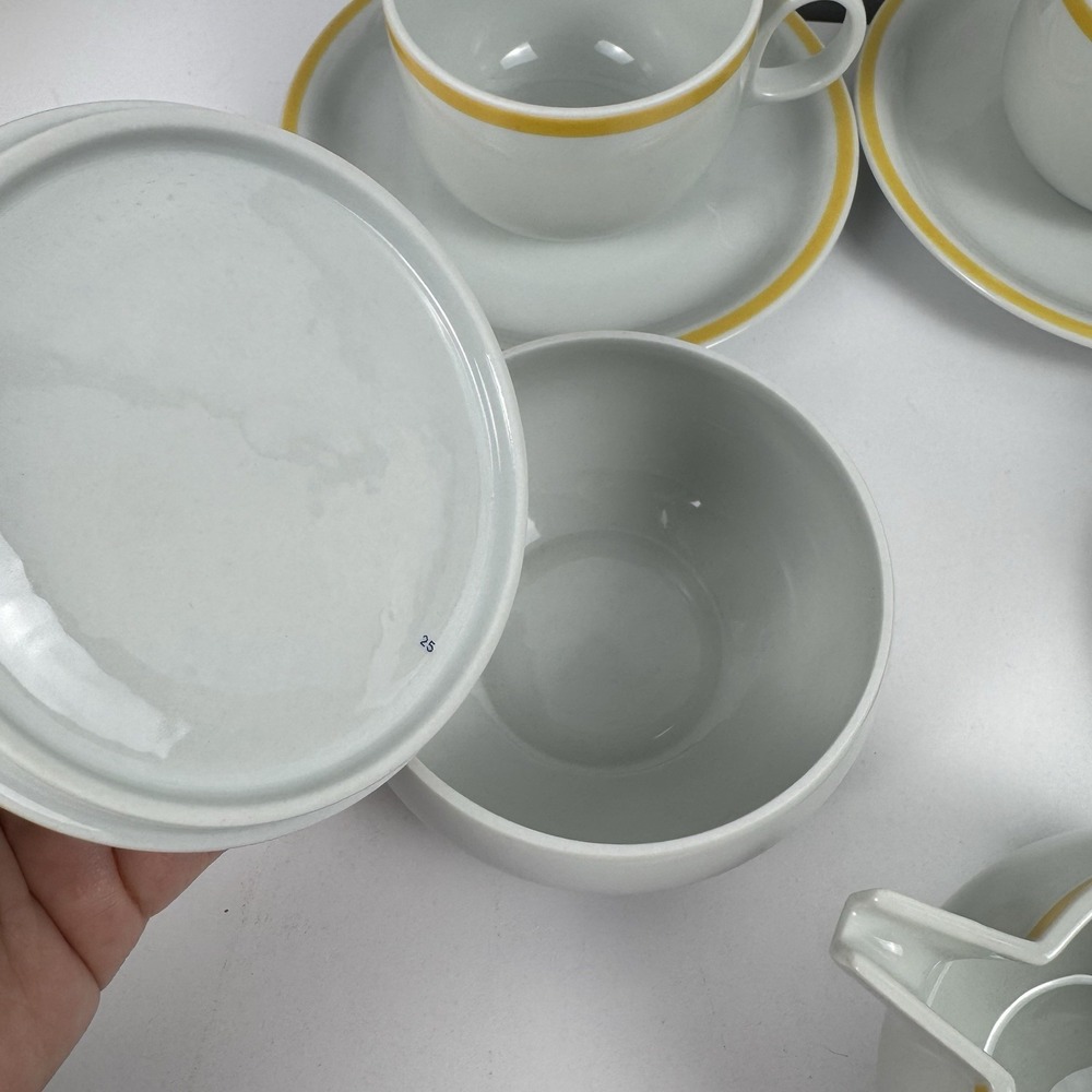 Vtg Vista Alegre Block VA Disco Tea Set Portugal 6 Cups Saucers Cream Sugar MCM - Picture 12 of 16